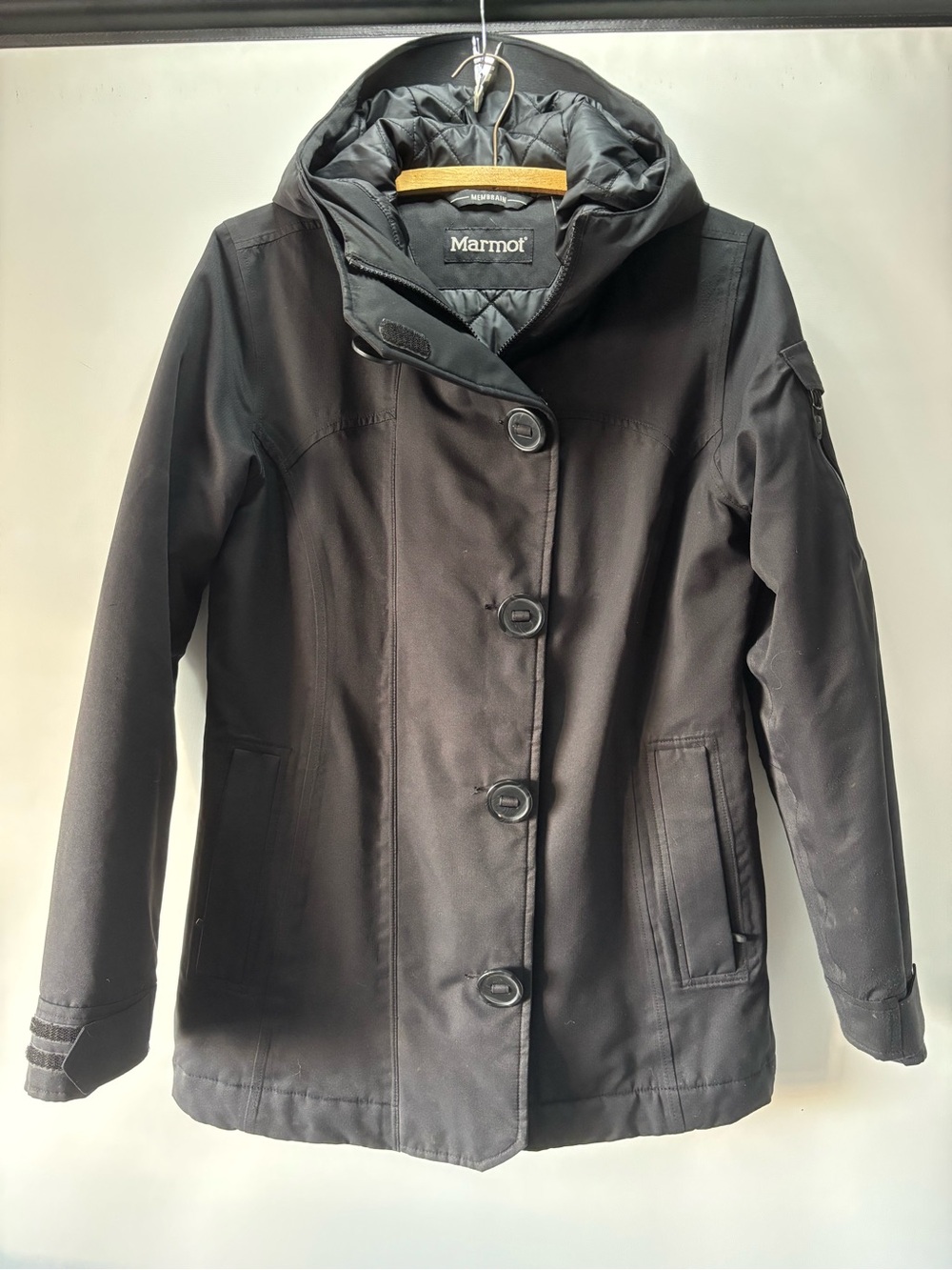 Marmot Women's Black Hooded Puffer Coat